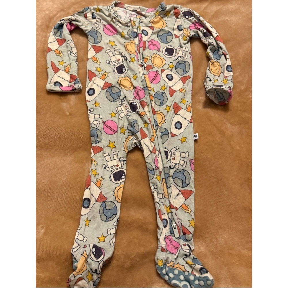 Bums & Roses Space Astronaut Bamboo Viscose Footie Sleeper 3-6 Months